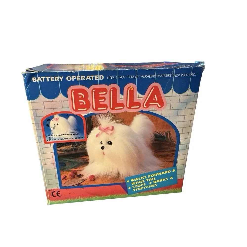 Vintage Battery operated Bella Dog maltese white puppy‎ new